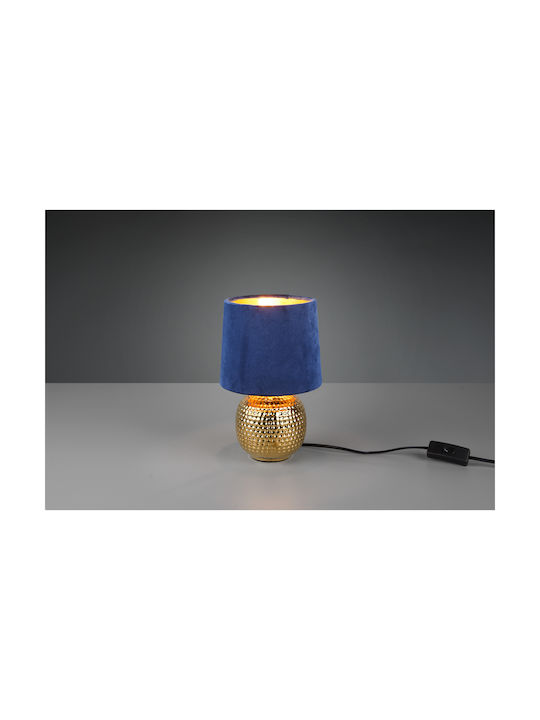 Trio Lighting Sophia Metal Table Lamp for Socket E14 with Blue Shade and Gold Base