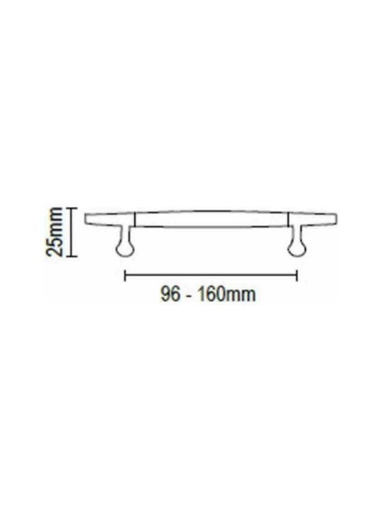 Viometale 05.49 Mâner Mobilier din Metal Matt Nickel Φ96mm (Distanța între Centre 96mm) 1buc