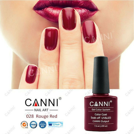 Canni Classic Ημιμόνιμο Βερνίκι Νυχιών 028 Rouge Red 7.3ml