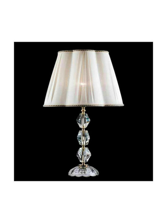 Ondaluce Brigida Crystal Table Lamp for Socket E27 with White Shade and Transparent Base