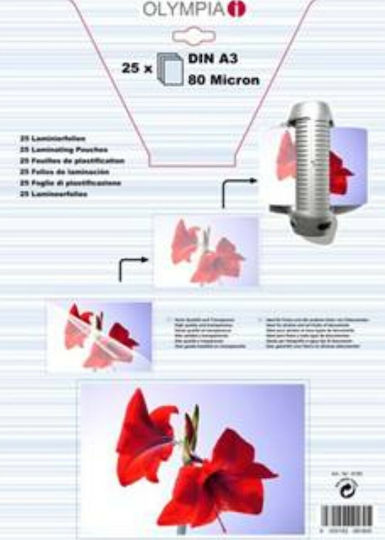 Olympia Din A3 125 Micron Glossy Laminating Sheets A3 125 Microns 50 Pieces