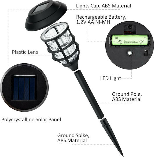 GloboStar Set of 6 Spiked Solar Lights Lanterns 1W 100lm Warm White 3000K with Photocell IP65 12x12cm