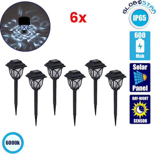 GloboStar Set of 6 Stake Solar Lights Lanterns 1W 100lm Cold White 6000K with Photocell IP65