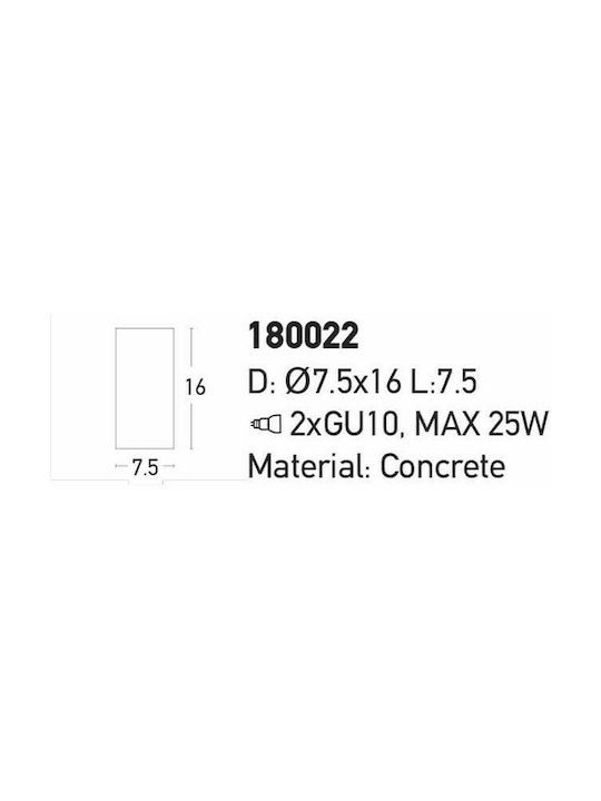 Zambelis Lights Modern Lamp Wall with Socket GU10 Gray 16x16cm