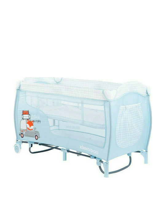 Kikka Boo Dolce Sonno Plus Laufstall 2 Ebenen mit Wickeltisch & Matratze Hellblau 128.5x66.5cm
