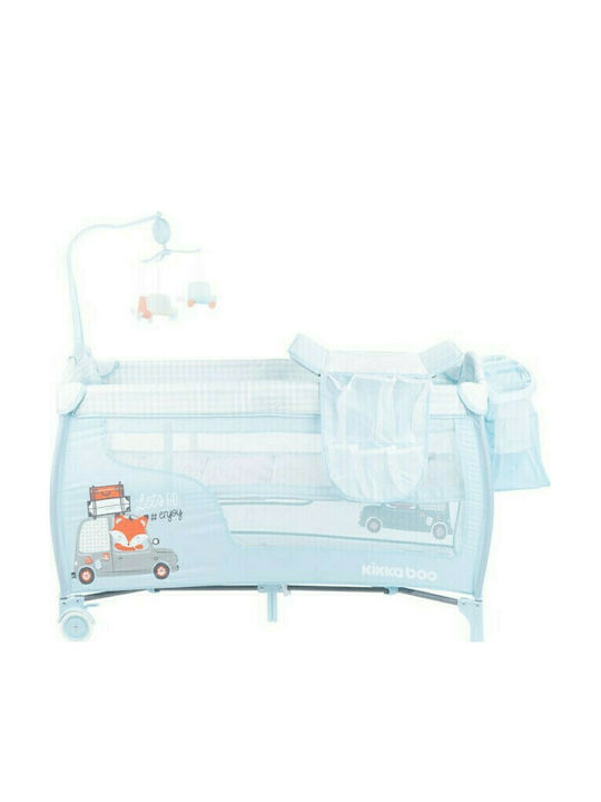 Kikka Boo Dolce Sonno Plus Laufstall 2 Ebenen mit Wickeltisch & Matratze Hellblau 128.5x66.5cm