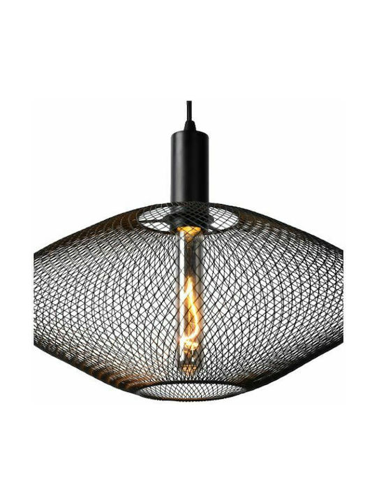 Lucide Lightning Mesh Pendant Light Single-Light Grid for Socket E27 Black