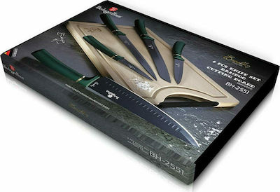 Berlinger Haus Metallic Line Set Cutting Mat Wooden με Μαχαίρια Emerald Collection 6pcs