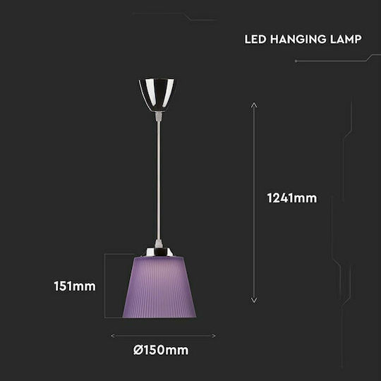 V-TAC Висящо Осветително Тяло Лилав 15x9.5x125см.