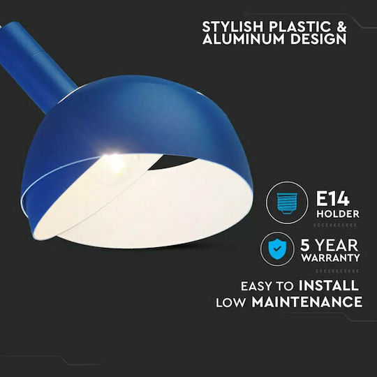 V-TAC Pendant Light Blue Bell with Socket E27 18cm