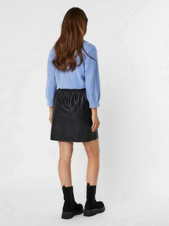 Vero Moda Δερμάτινη Ψηλόμεση Mini Φούστα σε Μαύρο χρώμα