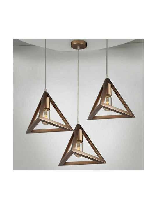 V-TAC Pyramid Pendant Light Bronze Grid with Socket E27 25x19x125cm