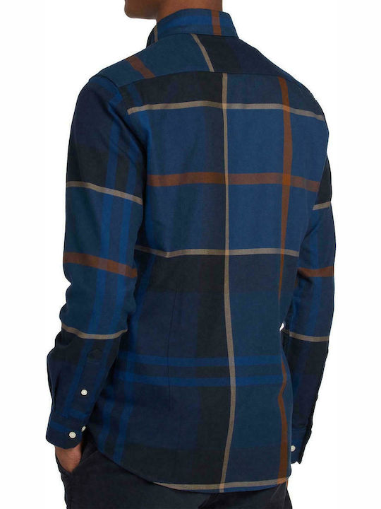 Barbour Dunoon Men's Shirt Long Sleeve Cotton Checked Navy Blue