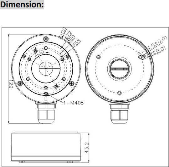 Hikvision DS-1280ZJ-XS Βάση για Κάμερες Συστημάτων CCTV Μαύρη Μαύρο