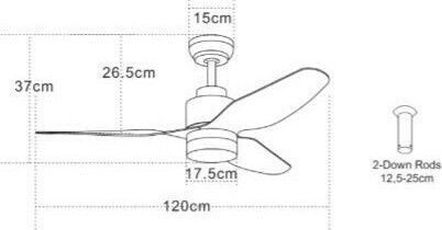 Zambelis Lights Ανεμιστήρας Οροφής 120cm με Φως Μπεζ / Λευκός