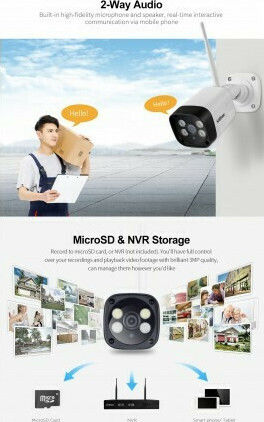 Sricam SH035 IP Überwachungskamera Wi-Fi Full HD+ 3MP Wasserdicht mit Zwei-Wege-Kommunikation und Objektiv 2.8mm