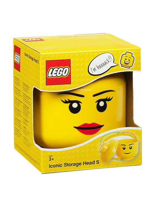 LEGO Children's Storage Box made of Plastic S Girl Head Yellow 16x16x18cm 1pcs