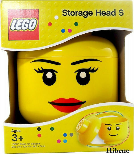 LEGO Kinder Aufbewahrungsbox aus Kunststoff S Girl Head Gelb 16x16x18cm 1Stück