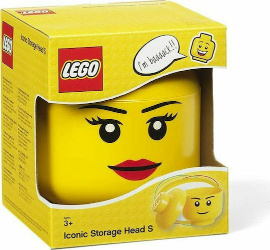 LEGO Kinder Aufbewahrungsbox aus Kunststoff S Girl Head Gelb 16x16x18cm 1Stück