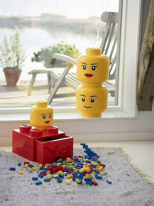 Lego Детска кутия за съхранение от пластмаса S Girl Head Жълт 16x16x18см 1бр