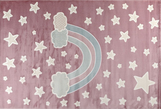 Tzikas Carpets 33076-055 Детско килимче Звезди Розов 160x230см Дебелина 11мм