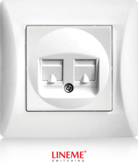 Lineme Complete Double Telephone Socket White 50-00119-1