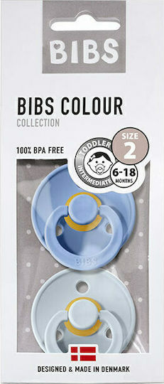 Bibs Colour Pacifiers Rubber Sky Blue / Baby Blue for 6+ months 2pcs