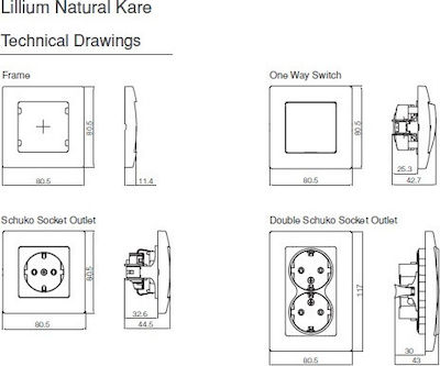 Makel Lillium Natural Kare Recessed Simple Complete Dimmer Switch Rotary 1000W Beige