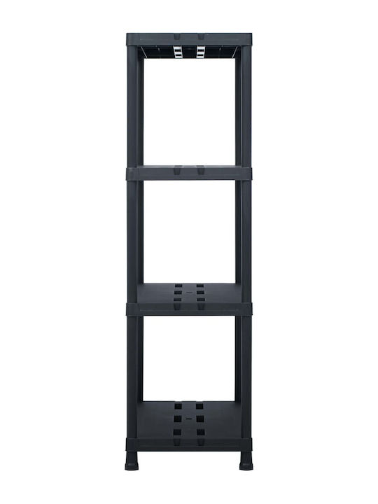 Ραφιέρα Πλαστική με 4 Ράφια Μαύρη 2 τμχ 90x40x138cm
