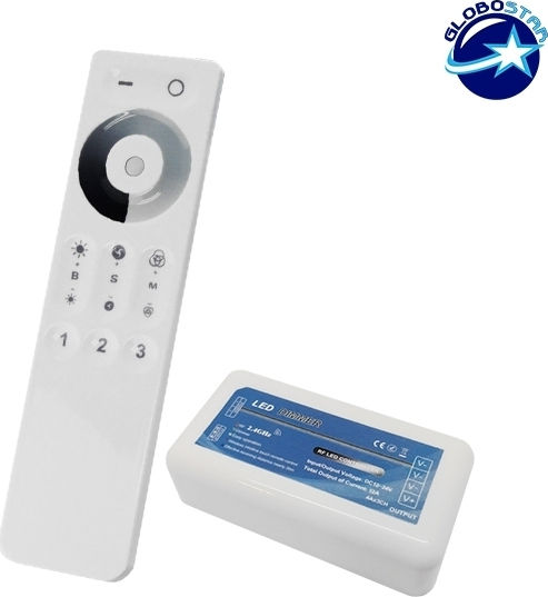 GloboStar Ασύρματο Dimmer Αφής RF με Τηλεχειριστήριο Χειρός Σετ 2.4G 12-24 Volt για Ένα Group 04038