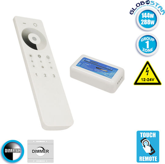 GloboStar Ασύρματο Dimmer Αφής RF με Τηλεχειριστήριο Χειρός Σετ 2.4G 12-24 Volt για Ένα Group 04038