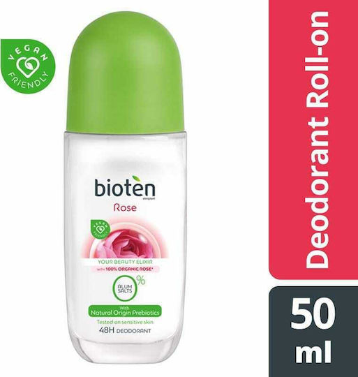 Bioten Rose 48h Дезодорант Your Beauty Elixir 0% Алуминиеви Соли 48h Натурален Дезодорант 48h Рол-он Без Алуминий 50ml