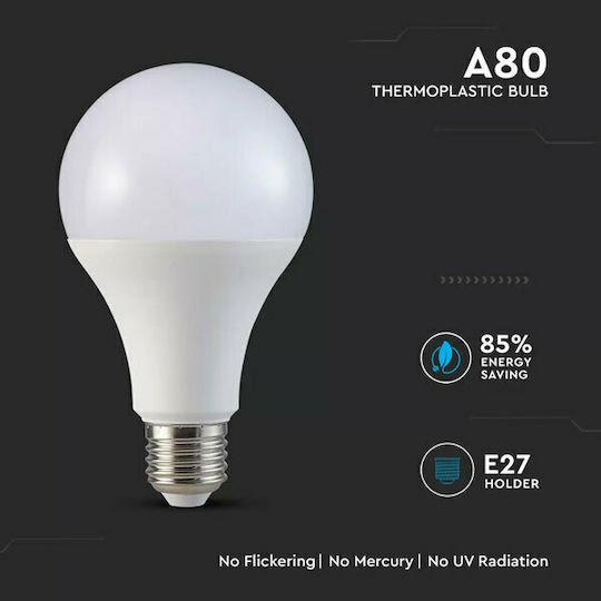 V-TAC VT-298 Bec LED 18W 140mm pentru Soclu E27 și Formă A80 Alb cald 2000lm