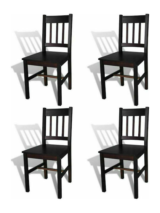Dining Room Wooden Chair Dark Brown 41.5x45.5x86cm 4pcs