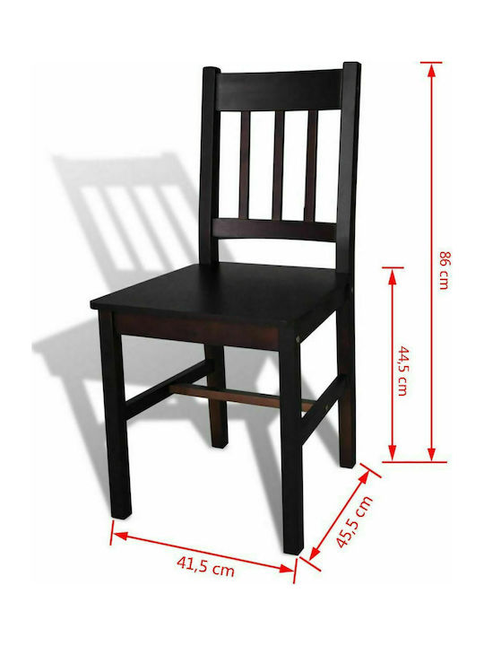Dining Room Wooden Chair Dark Brown 41.5x45.5x86cm 4pcs