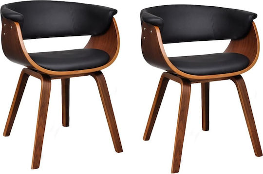 Dining Room Artificial Leather Armchair Black / Brown 59.5x51x72cm 2pcs