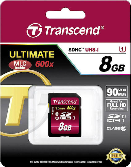 Transcend Ultimate 600x SDHC 8GB Class 10 U1 UHS-I