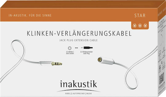 Inakustik 3.5mm male - 3.5mm female Cable White 5m (00310505)