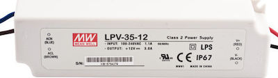 LPV-35-12 Τροφοδοτικό LED Στεγανό IP67 Ισχύος 35W με Τάση Εξόδου 12V Mean Well