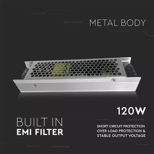 V-TAC Dimmable LED Power Supply IP20 Power 120W with Output Voltage 12V