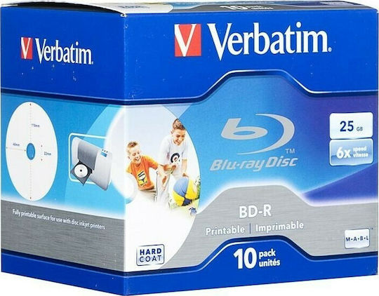 Verbatim Εγγράψιμα BD-R 6x Printable 25GB 10τμχ