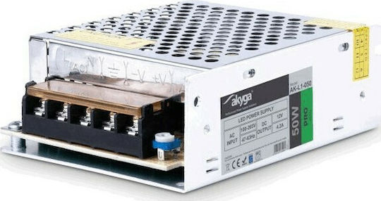 Akyga Τροφοδοτικό LED IP20 Ισχύος 50W με Τάση Εξόδου 12V