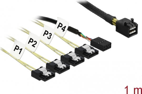 DeLock 7-Pin SATA- Mini SAS / 8 pin Cable 1m Μαύρο (DLK-83322)