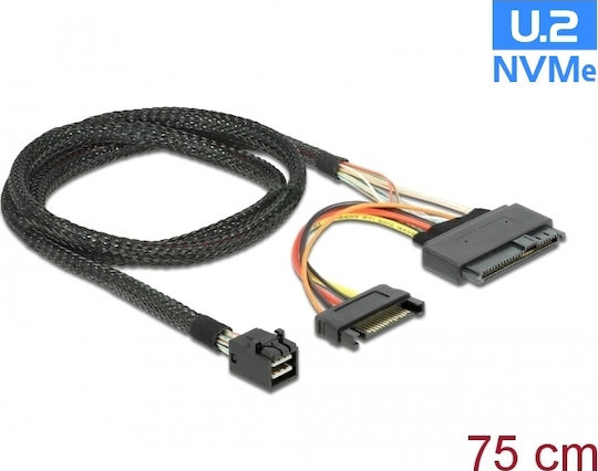 DeLock Mini SAS to 22-Pin SATA III Cable 0.75m Black (84821)