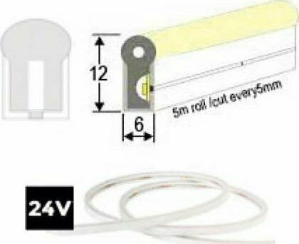 Universe Rezistent la apă Bandă LED 24V Alb Natural Lumină 5m Neon Flex