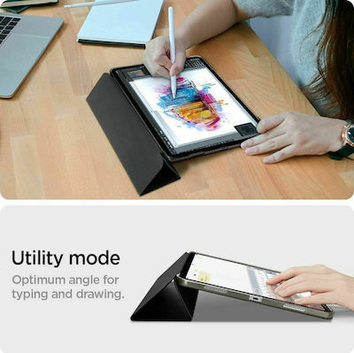 Spigen Smart Fold Flip Cover Δερματίνης / Σιλικόνης Μαύρο (iPad Pro 2021 12.9")