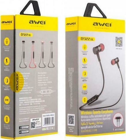 Awei B922BL In-ear Bluetooth Handsfree Ακουστικά με Αντοχή στον Ιδρώτα Χρυσά