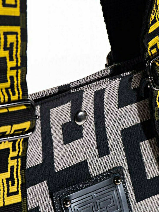 Elia Δερμάτινη Γυναικεία Τσάντα Shopper Ώμου Γκρι