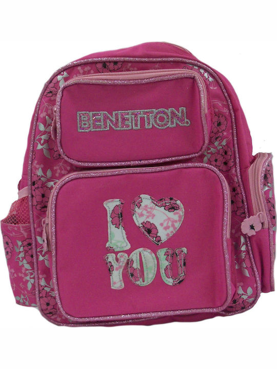 Benetton I Love You Schulranzen Rucksack Kindergarten in Fuchsie Farbe