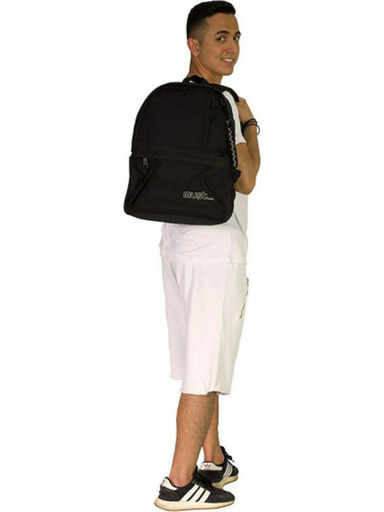 Must Team Monochrome Black School Bag Backpack Junior High-High School Black with Water Bottle Holder 22Liters
